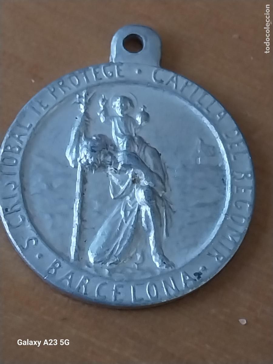 Antig&uuml;edades: SAN CRISTOBAL CAPILLA REGOMIR BARCELONA MEDALLA ALUMINIO 2.5CMS ANTIGUA ORIGINAL