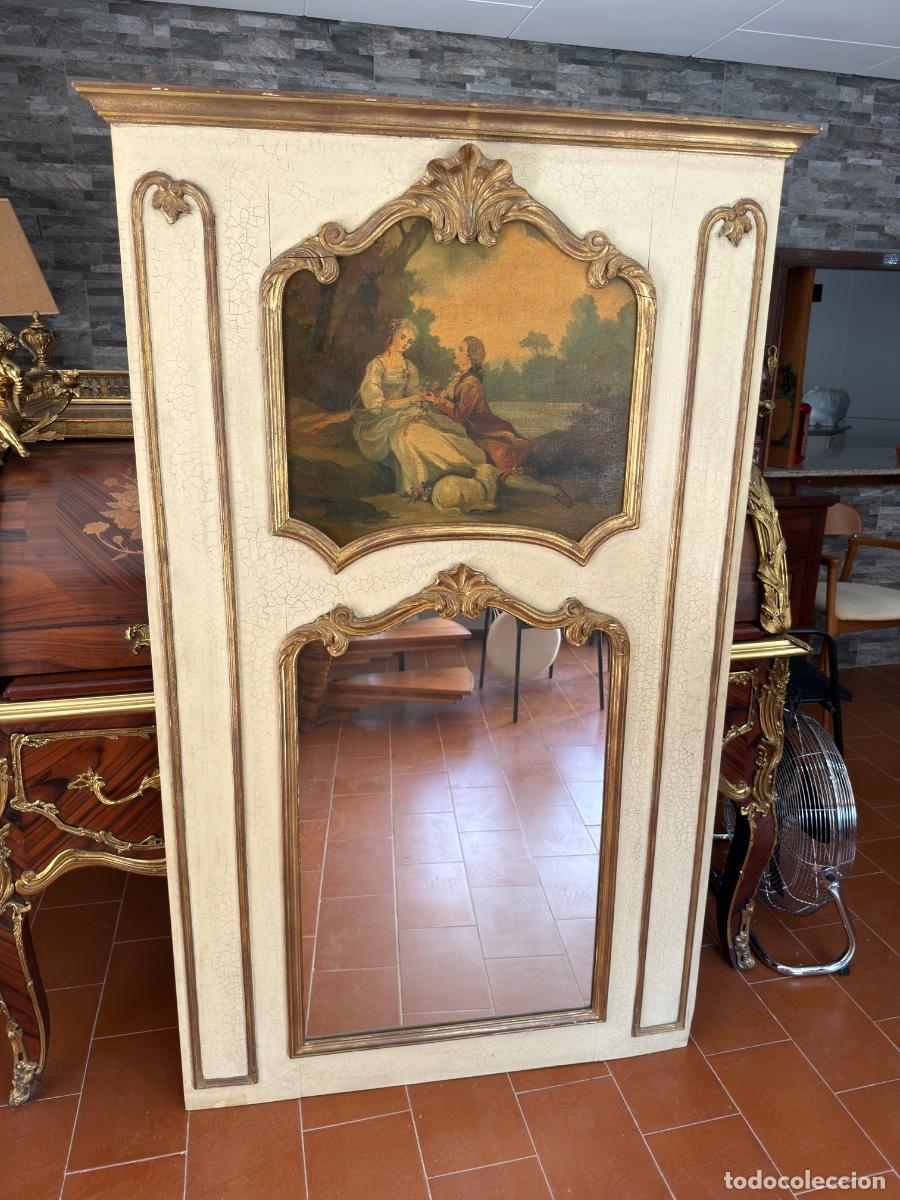 Antiquit&eacute;s: Gran espejo de madera pared completa. S.XIX