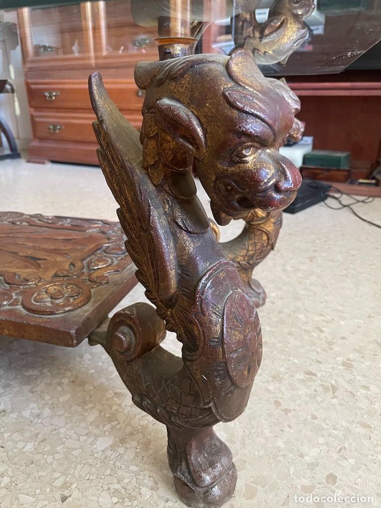 Antig&uuml;edades: Original mesa de hierro con dragones