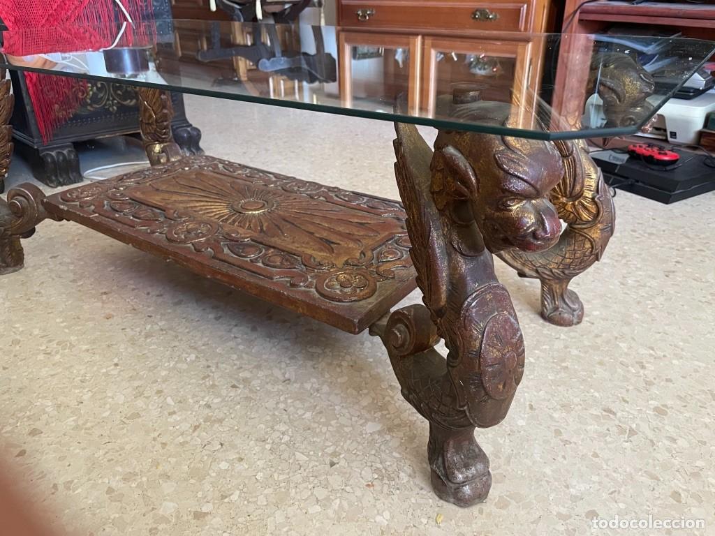 Antig&uuml;edades: Original mesa de hierro con dragones - Foto 3