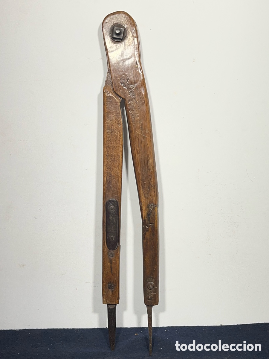 Antig&uuml;edades: Antiguo Comp&aacute;s de Madera de Carpintero - Foto 6