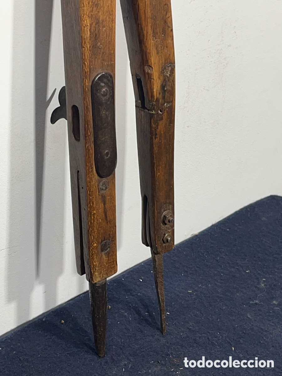 Antig&uuml;edades: Antiguo Comp&aacute;s de Madera de Carpintero - Foto 8