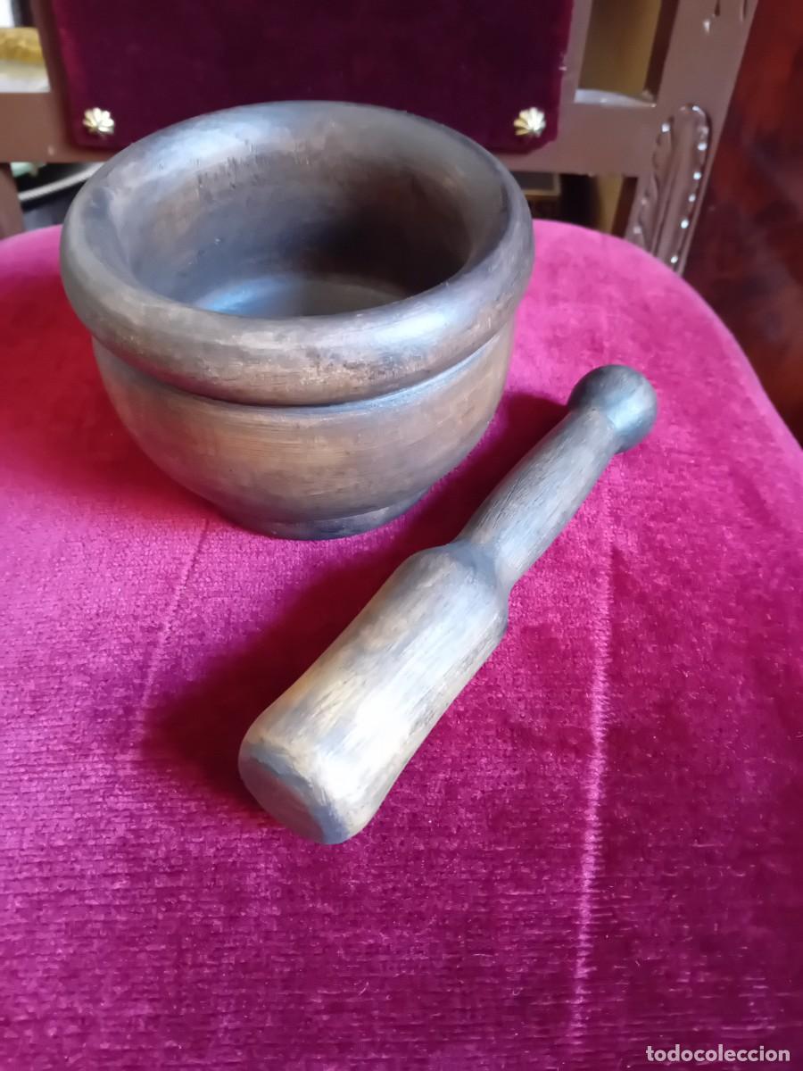 Antig&uuml;edades: Mortero de madera encerado y patinado - Foto 2