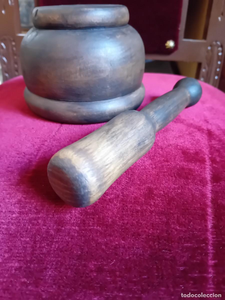 Antig&uuml;edades: Mortero de madera encerado y patinado - Foto 4