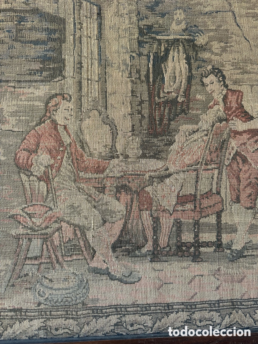Antig&uuml;edades: Tapiz antiguo con marco de madera - Foto 4