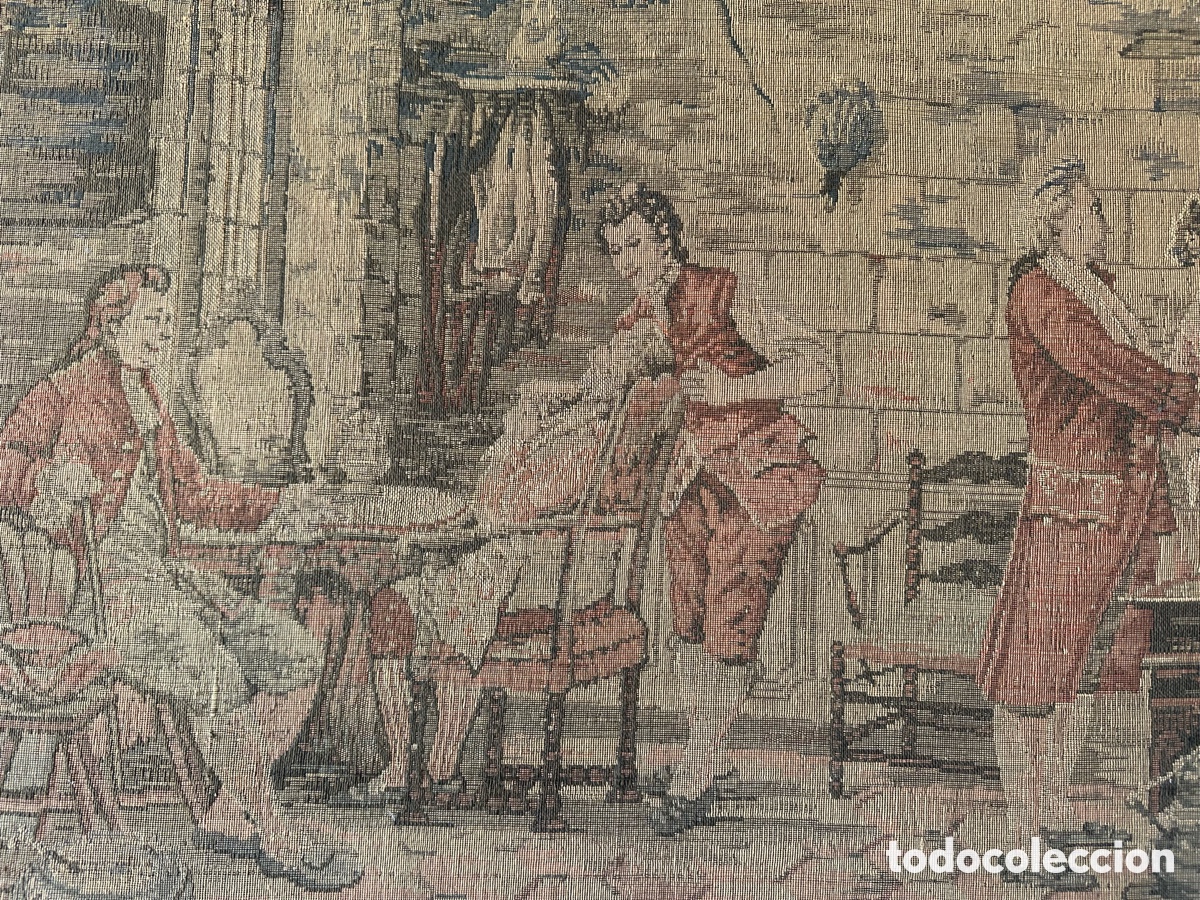 Antig&uuml;edades: Tapiz antiguo con marco de madera - Foto 5