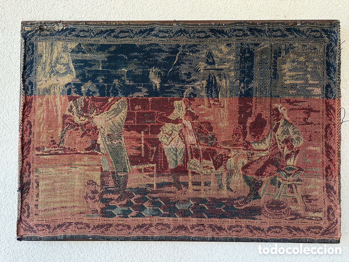 Antig&uuml;edades: Tapiz antiguo con marco de madera - Foto 6