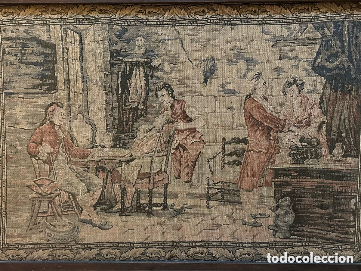 Antig&uuml;edades: Tapiz antiguo con marco de madera - Foto 12