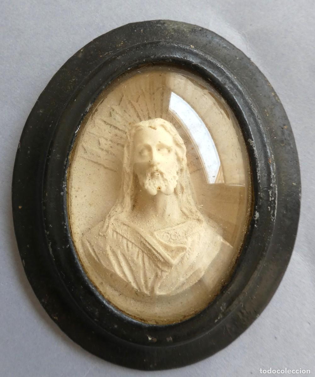 Antig&uuml;edades: ANTIGUO CUADRO RELIGIOSO JES&Uacute;S - ESPUMA DE MAR S. XIX
