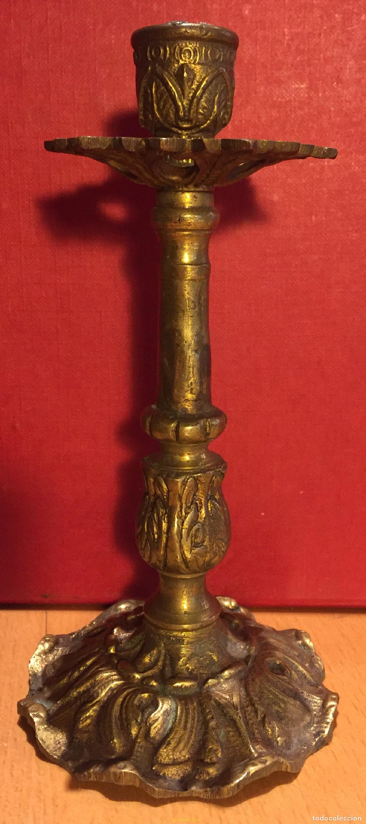 Antig&uuml;edades: CANDELABRO BRONCE 18cm - Foto 3