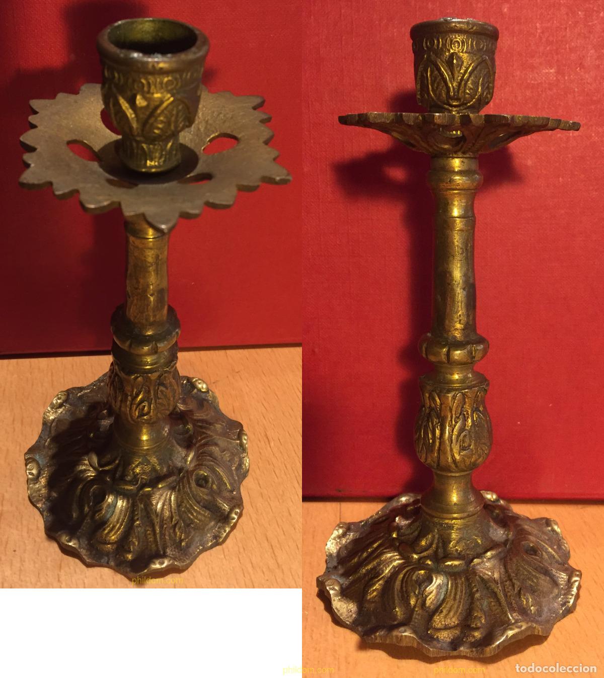 Antig&uuml;edades: CANDELABRO BRONCE 18cm