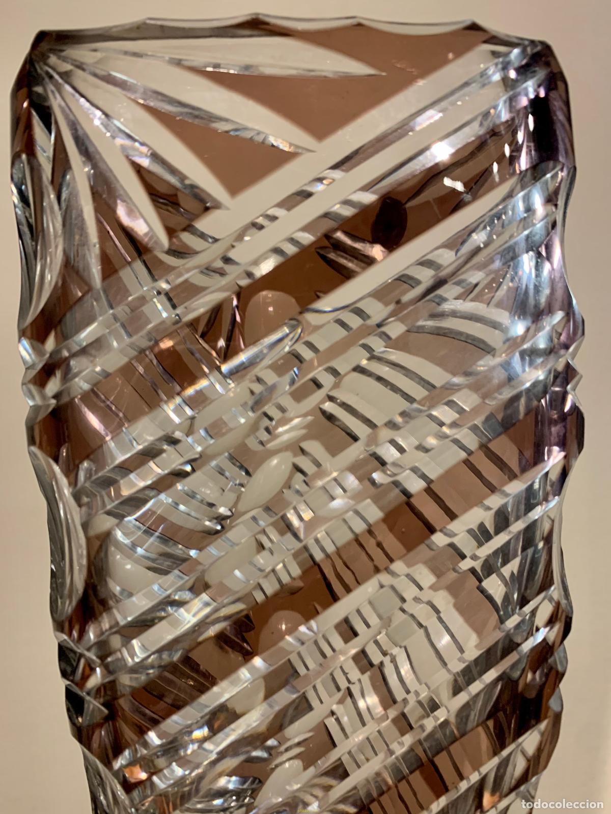 Antig&uuml;edades: JARRON CRISTAL COLOR PIE DE PLATA - Foto 4