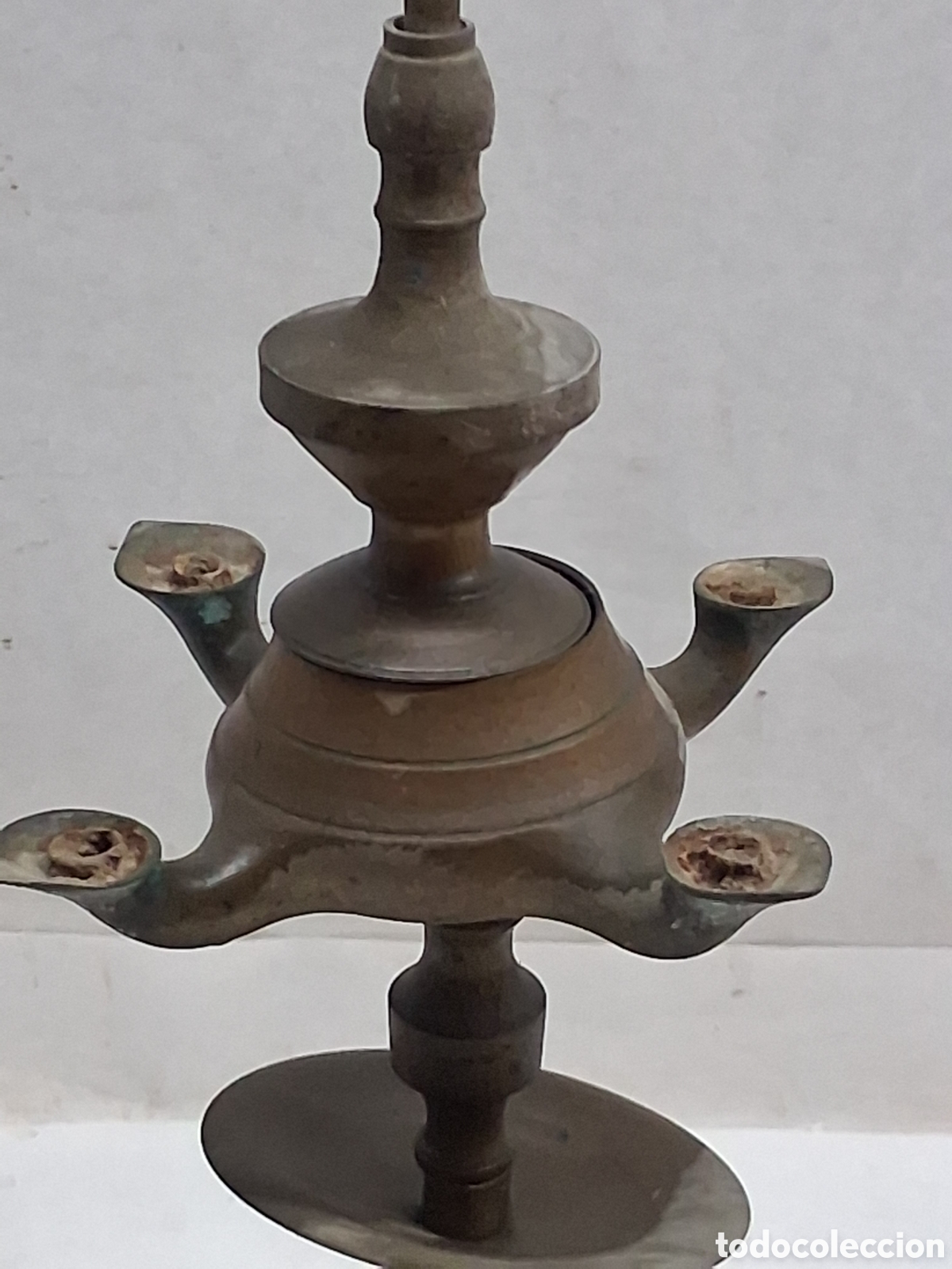 Antig&uuml;edades: L&aacute;mpara de aceite bronce - Foto 2