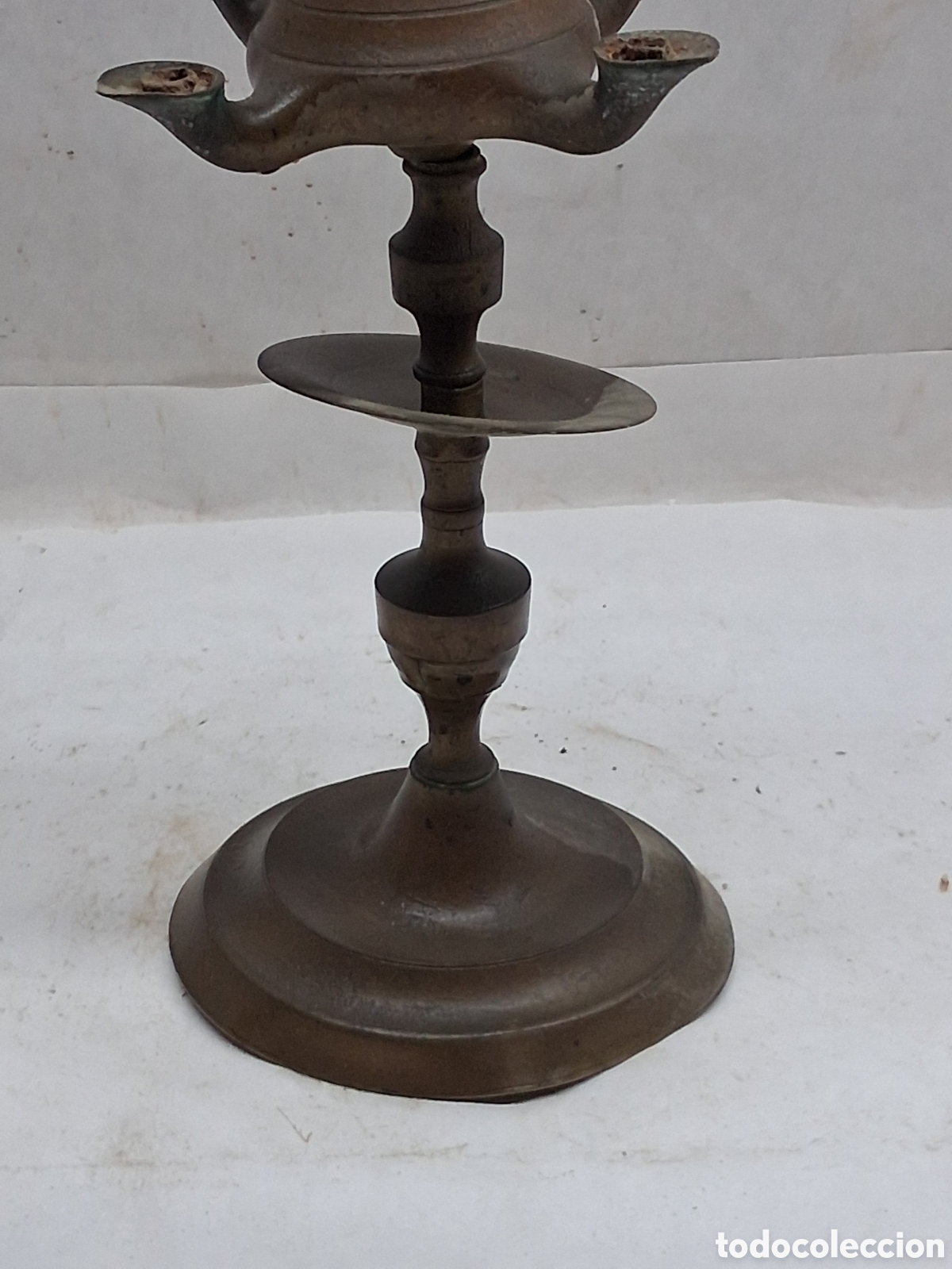 Antig&uuml;edades: L&aacute;mpara de aceite bronce - Foto 3