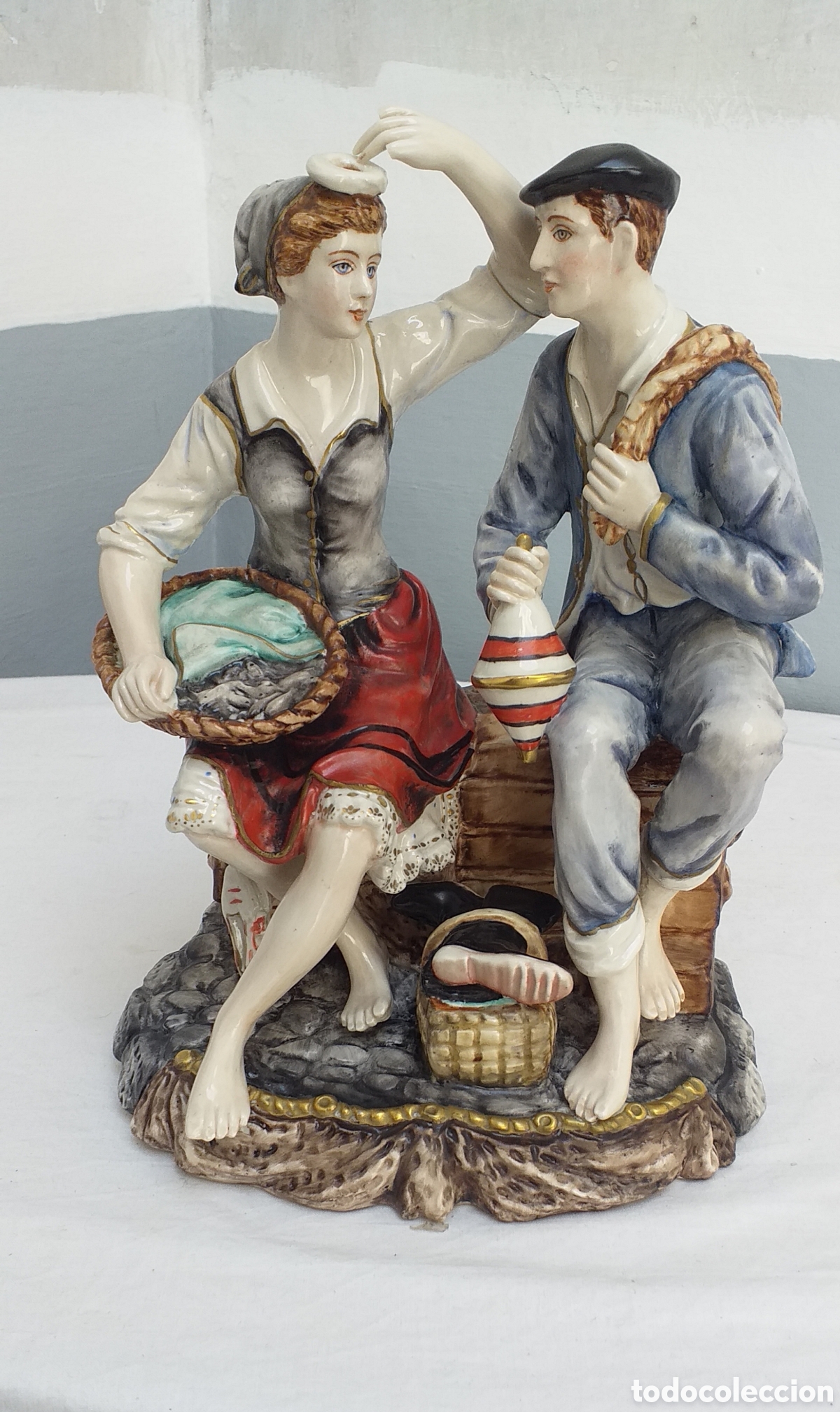 Antig&uuml;edades: Porcelana Sauthier, Bilbao. Pareja Arrantxales