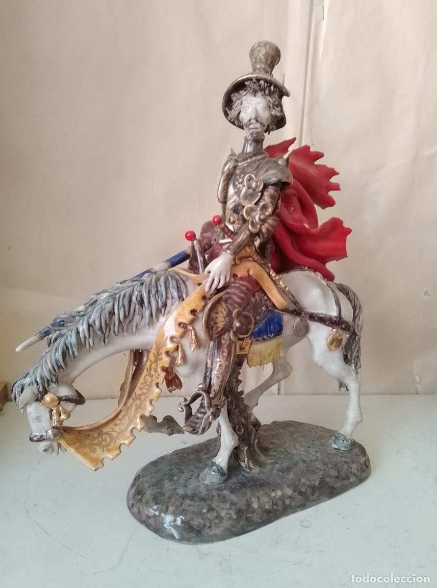 Antig&uuml;edades: Don Quijote en ceramica italiana firmada Danti