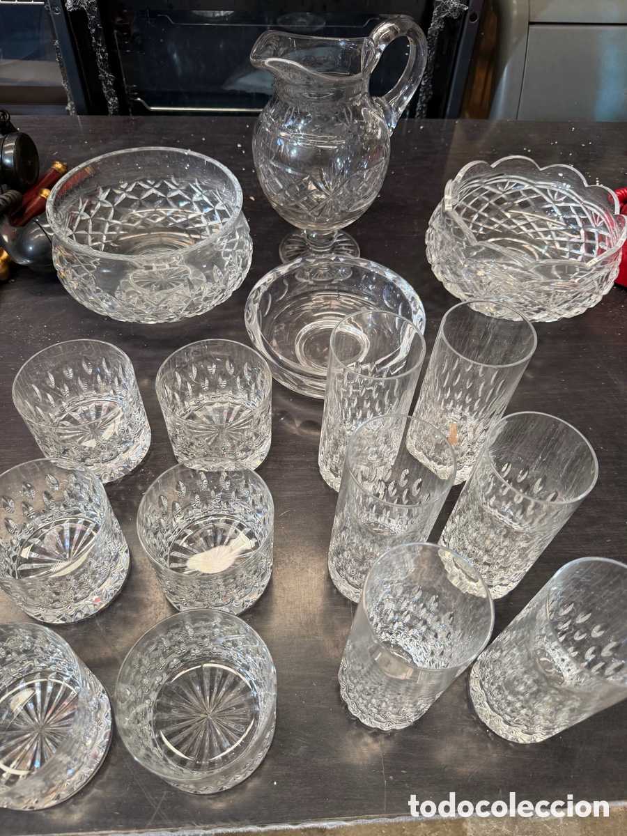 Antig&uuml;edades: Juego Bar Cristal Tallado 16 Piezas