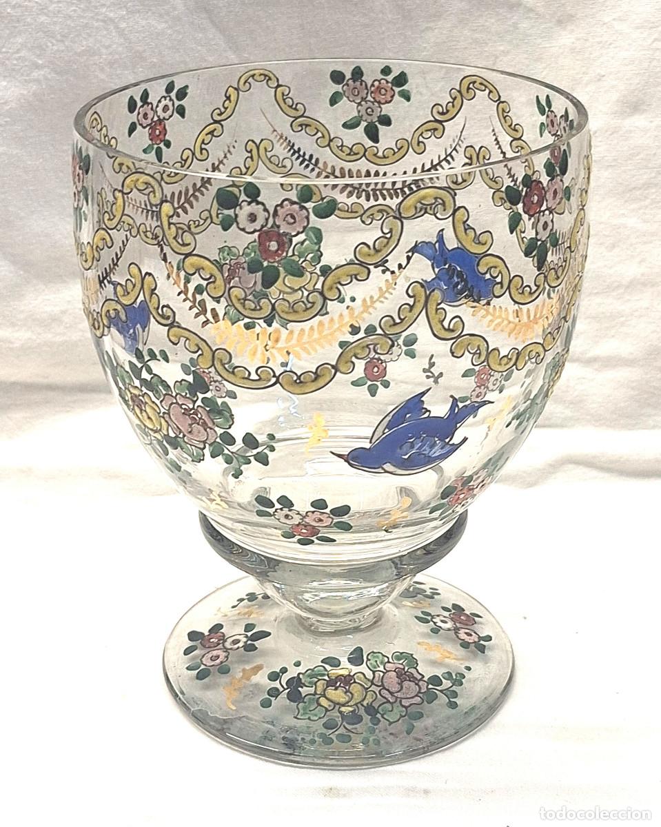 Antig&uuml;edades: Jarr&oacute;n Cristal con esmaltes de Gin&eacute;s Cirera Firmado. Med. 16 cm
