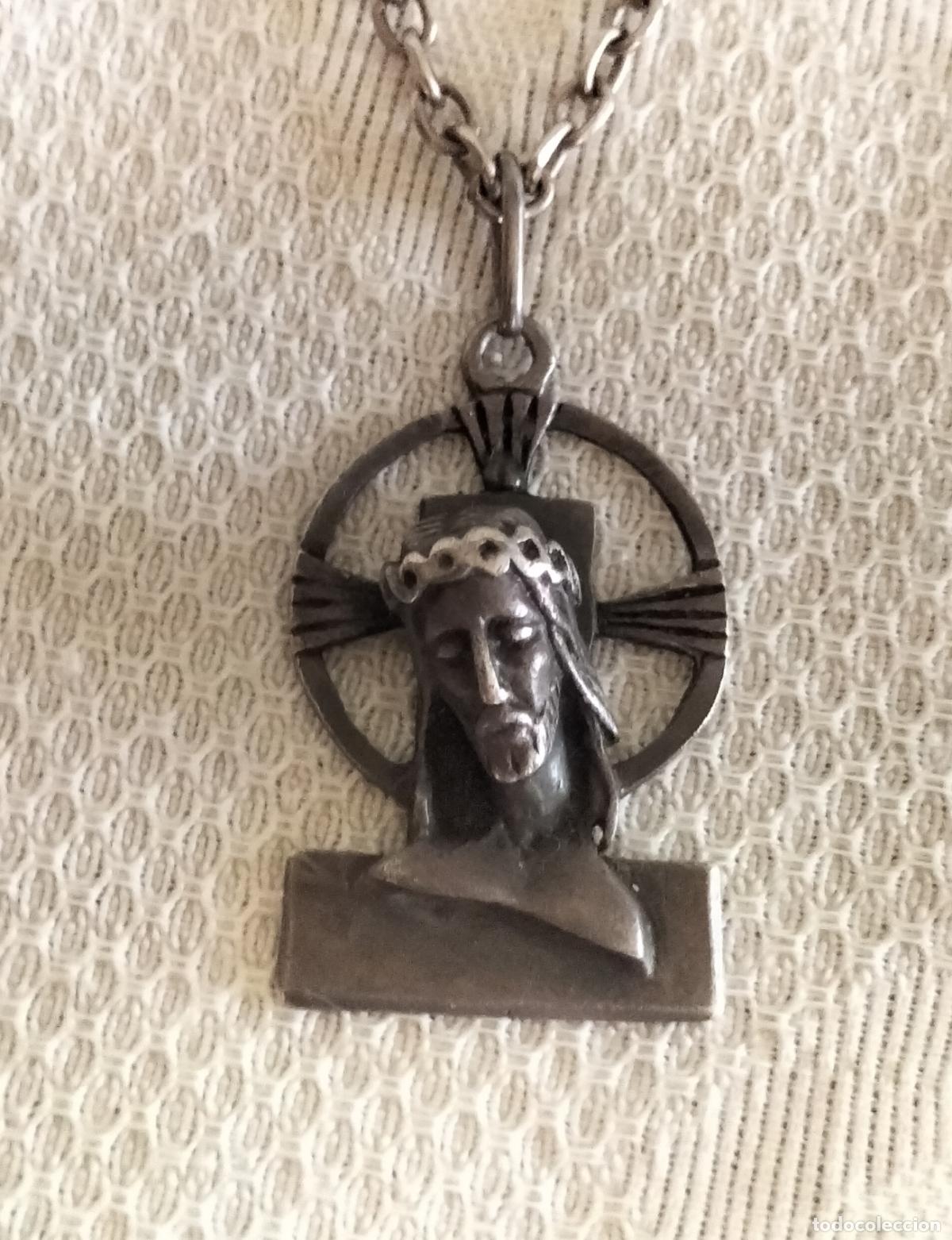 Antig&uuml;edades: BUSTO DE CRISTO CON CADENA EN PLATA DE LEY. - Foto 2