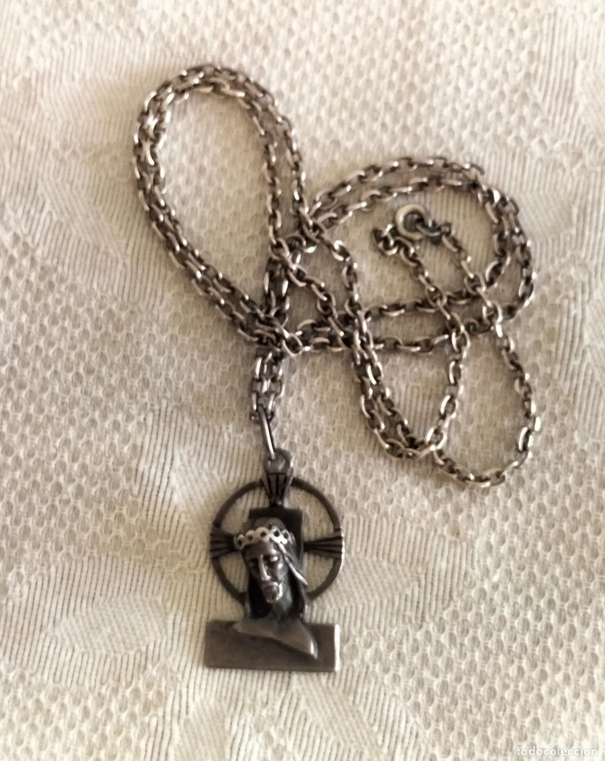 Antig&uuml;edades: BUSTO DE CRISTO CON CADENA EN PLATA DE LEY. - Foto 1