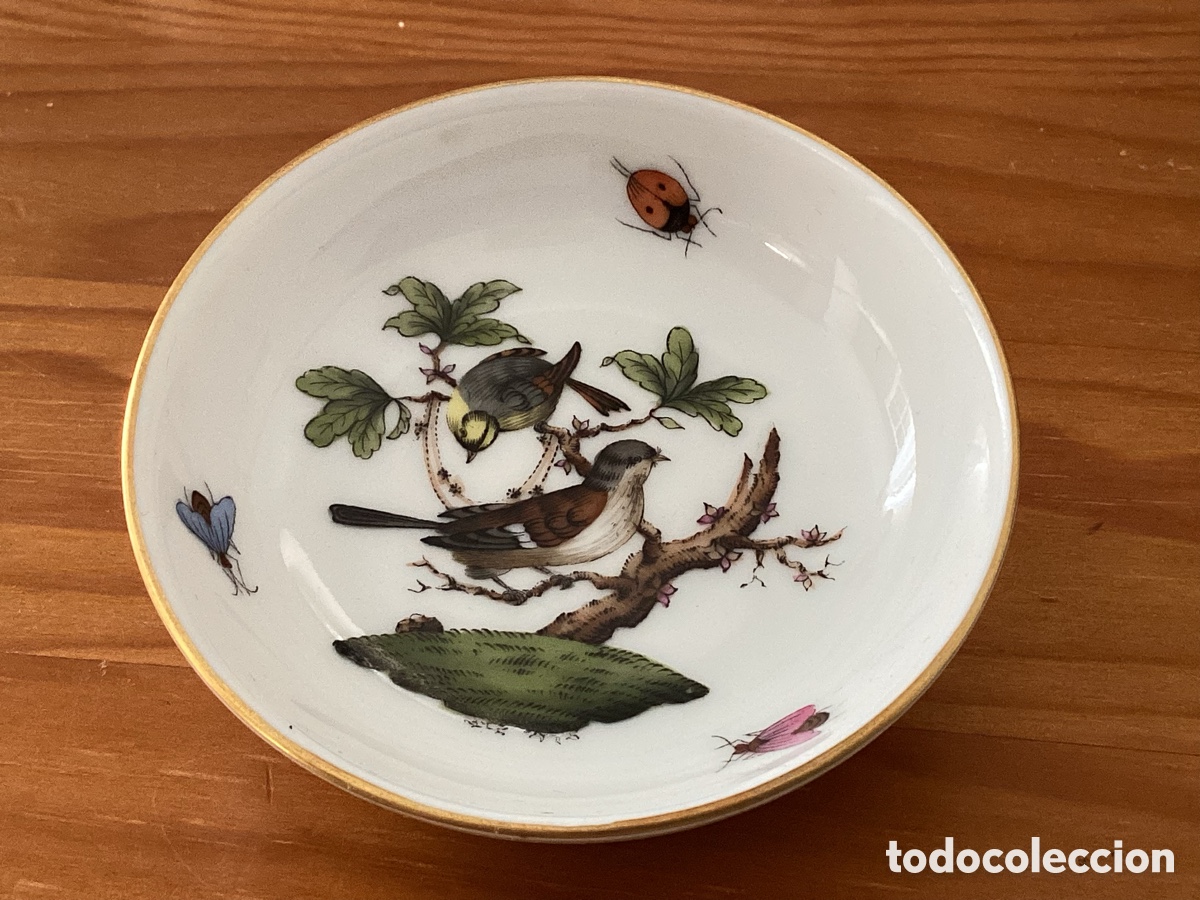 Antig&uuml;edades: Plato HEREND Rothschild Bird (P&aacute;jaros de Rothschild), PINTADO A MANO .