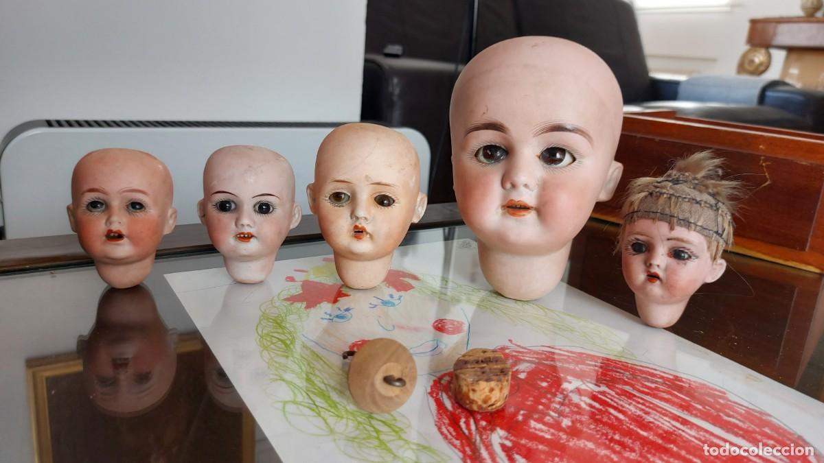 Antig&uuml;edades: cinco cabecitas de mu&ntilde;ecas antiguas en perfecto estado.