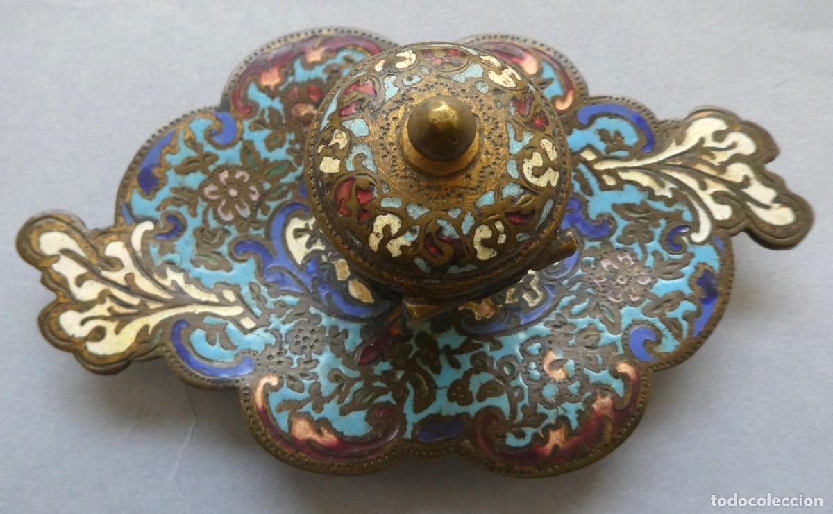 Antig&uuml;edades: ANTIGUO TINTERO DE BRONCE - ESMALTE CLOISONN&Eacute; PPIO.S.XX