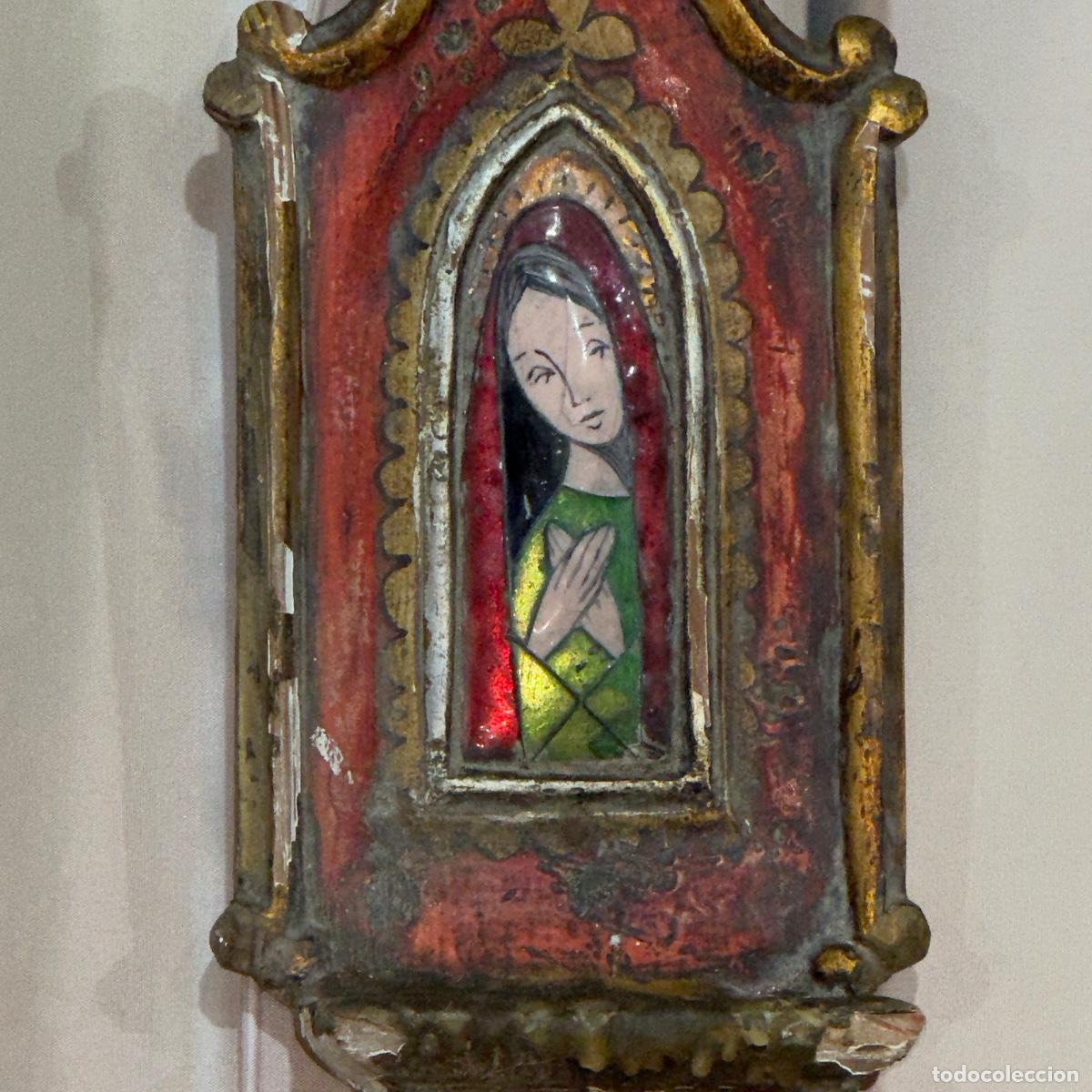 Antig&uuml;edades: Benditera Virgen Maria Madera - Foto 2