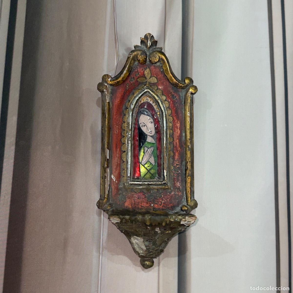 Antig&uuml;edades: Benditera Virgen Maria Madera - Foto 3