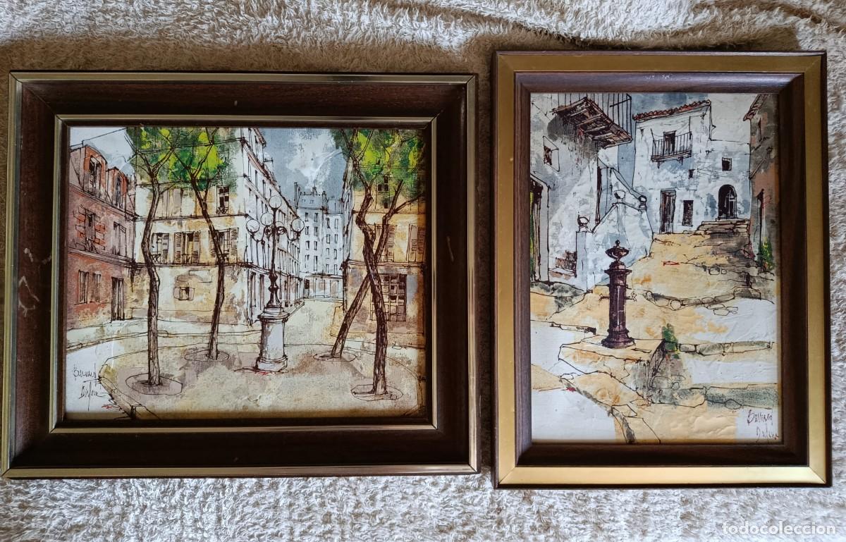Antig&uuml;edades: Pareja de &oacute;leos originales de Bernard Dufour