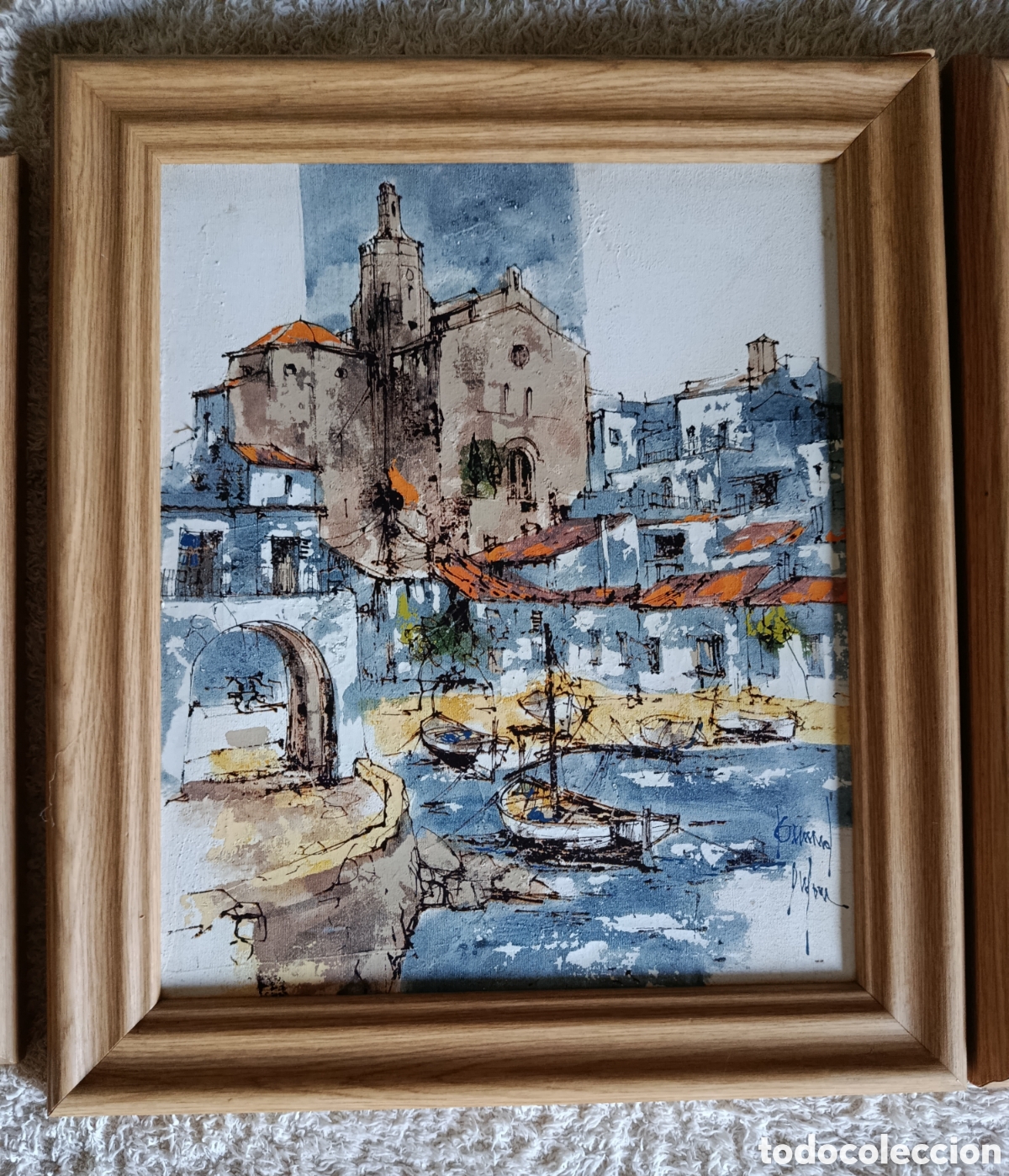 Antig&uuml;edades: Tr&iacute;ptico &oacute;leos originales,BERNARD DUFOUR.Tematica marinera. - Foto 3