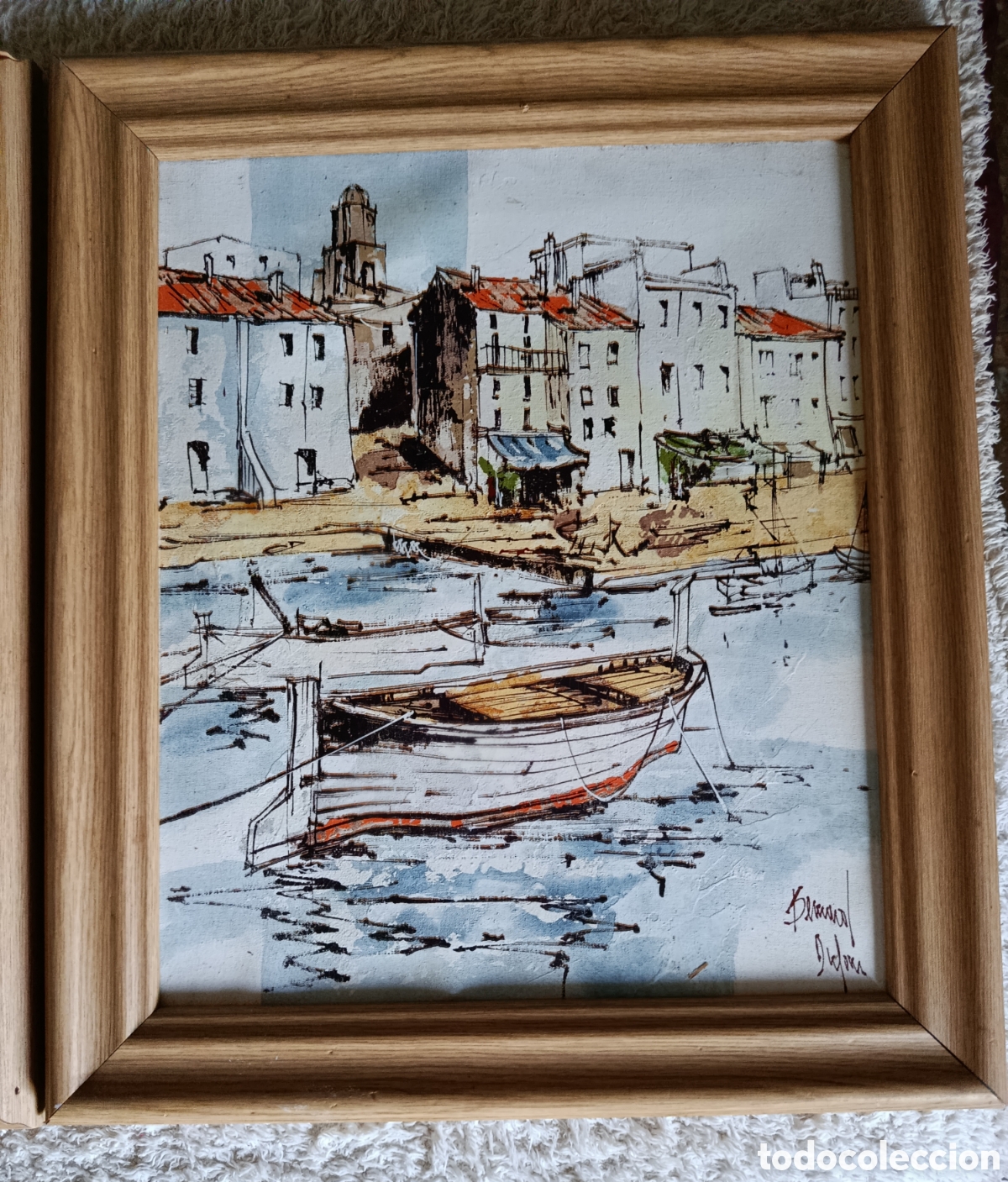 Antig&uuml;edades: Tr&iacute;ptico &oacute;leos originales,BERNARD DUFOUR.Tematica marinera. - Foto 4