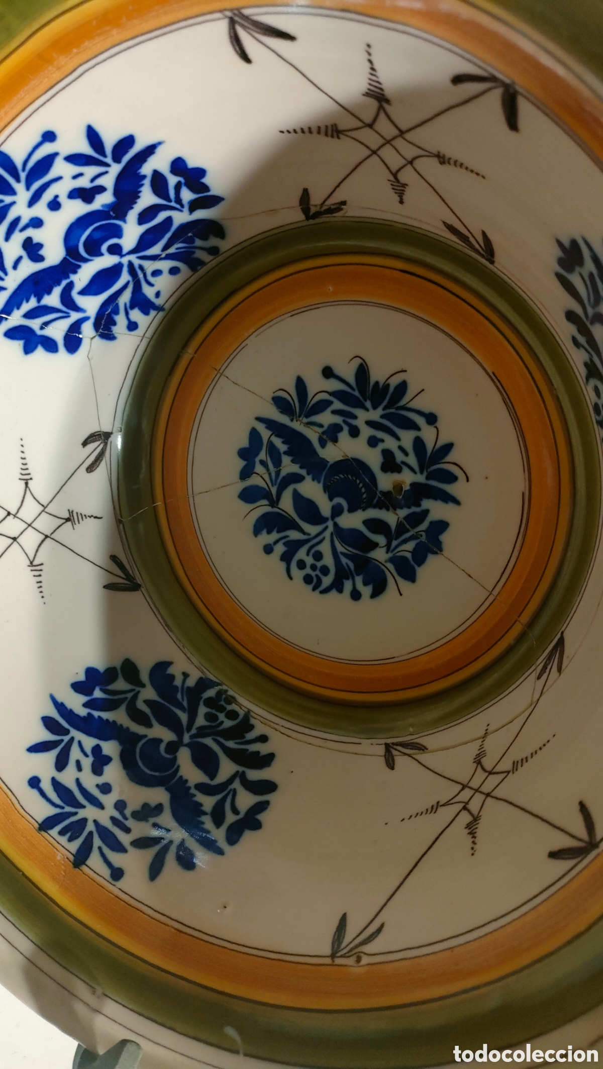 Antiquit&eacute;s: GRAN LEBRILLO DE MANISES SIGLO XIX-XX.SOPORTE FORJA ARTESANAL