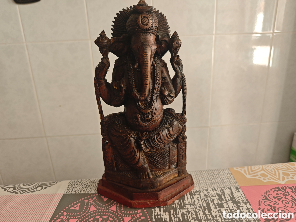 Antig&uuml;edades: GANESHA FIGURA INDU MADERA - Foto 2