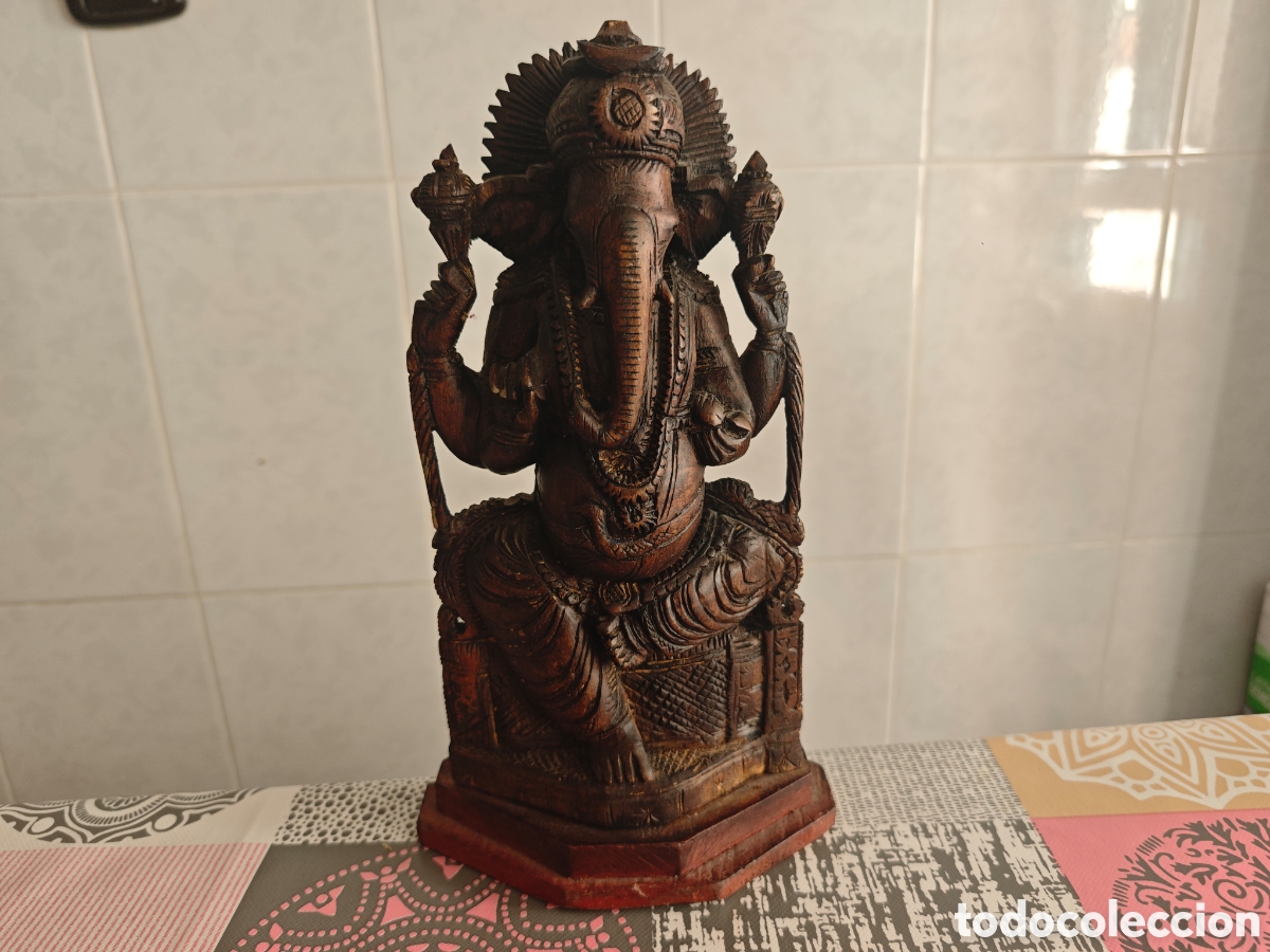 Antig&uuml;edades: GANESHA FIGURA INDU MADERA - Foto 3