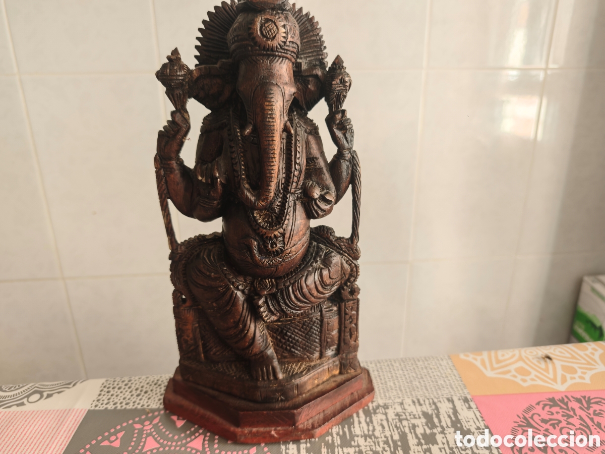 Antig&uuml;edades: GANESHA FIGURA INDU MADERA - Foto 4