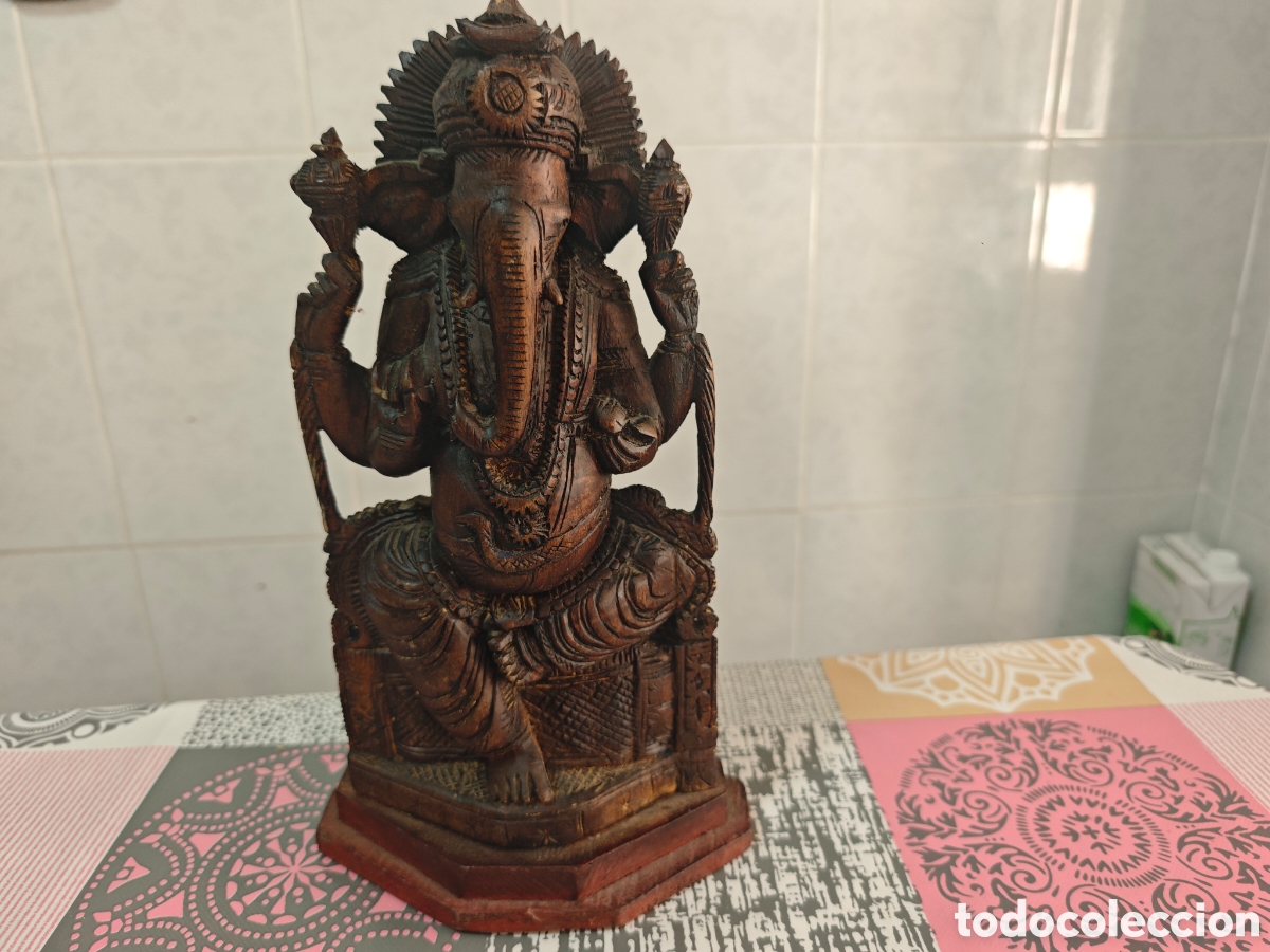 Antig&uuml;edades: GANESHA FIGURA INDU MADERA - Foto 8