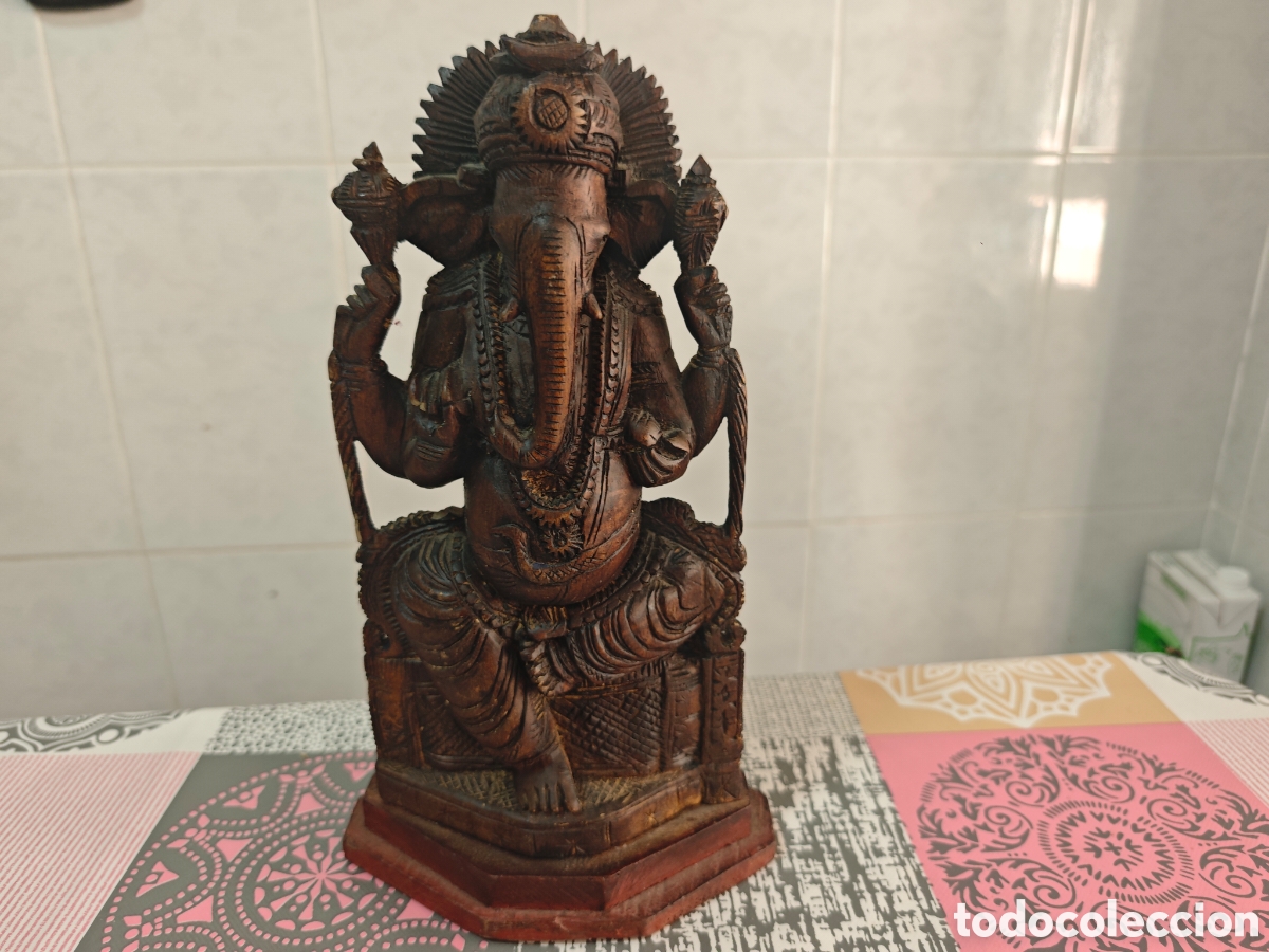 Antig&uuml;edades: GANESHA FIGURA INDU MADERA - Foto 9