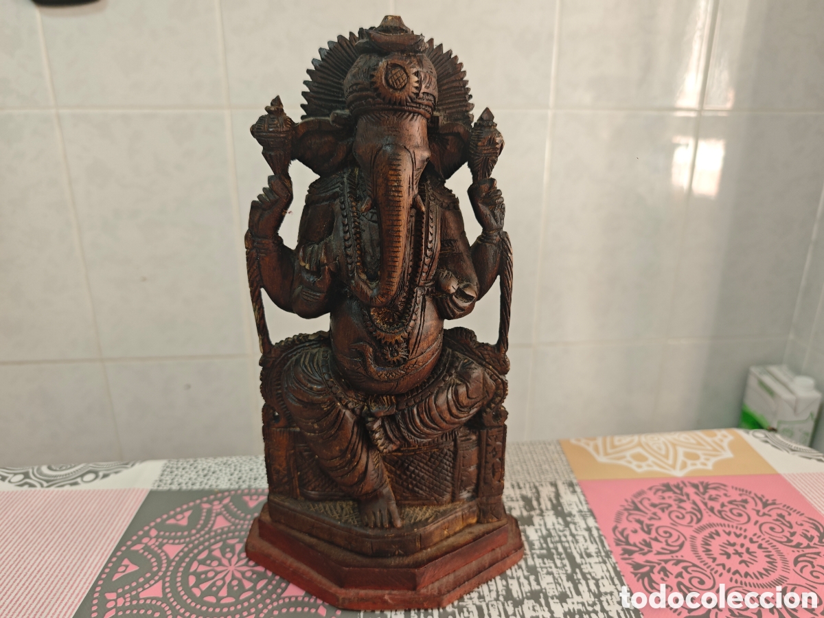 Antig&uuml;edades: GANESHA FIGURA INDU MADERA - Foto 10