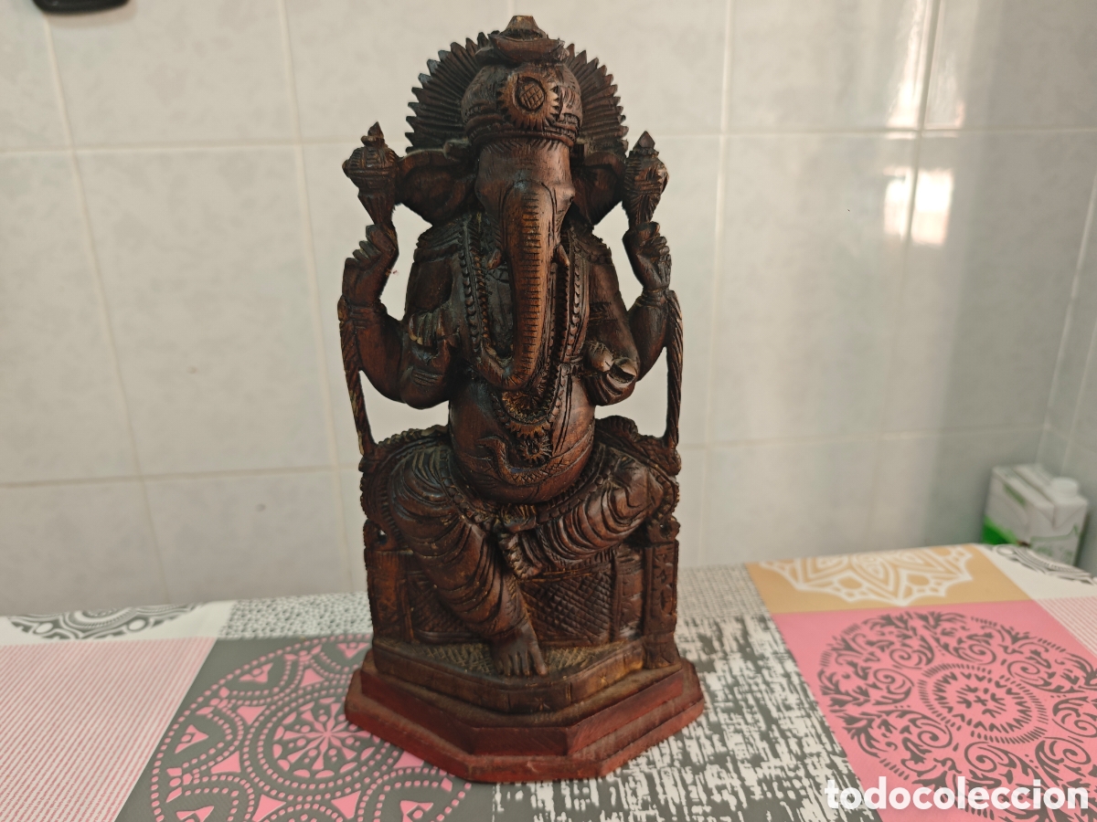 Antig&uuml;edades: GANESHA FIGURA INDU MADERA - Foto 11