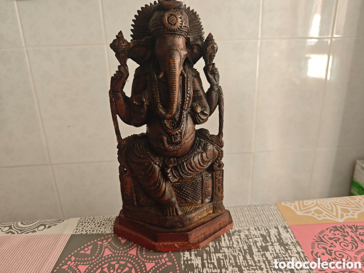 Antig&uuml;edades: GANESHA FIGURA INDU MADERA