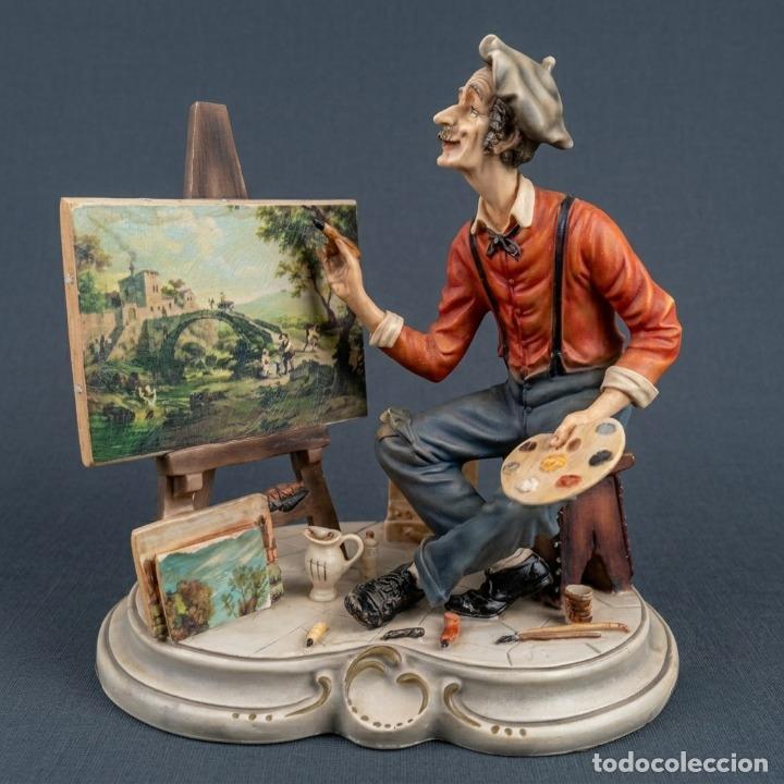 Antig&uuml;edades: Antigua Figura de Pintor en su Estudio - Porcelana Capodimonte