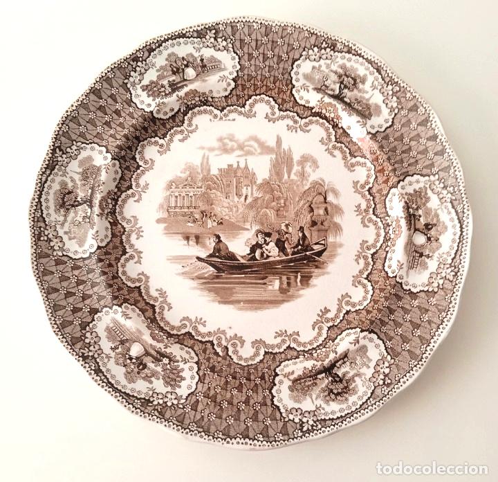Antig&uuml;edades: Antiguo Plato La Cartuja de Sevilla - Serie PIC-NIC - 23,5 cm - Buen Estado