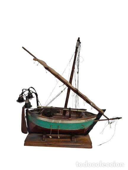 Antiques: Maqueta Artesanal Llaut Mallorqu&iacute;n (llaud) - Casco del Barco en Cer&aacute;mica - Madera y Tela