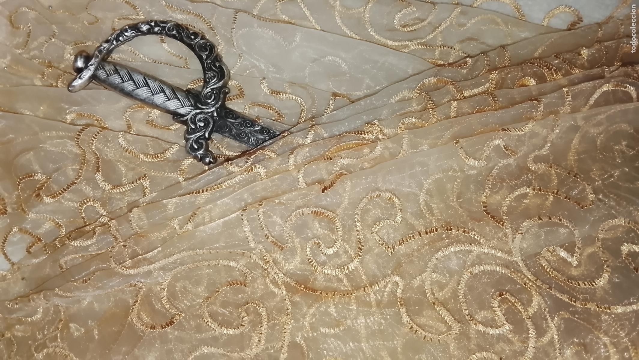 Antig&uuml;edades: tocado 235x71 cm bordado gasa cristal para virgen de vestir o traje de ni&ntilde;o jesus semana santa -