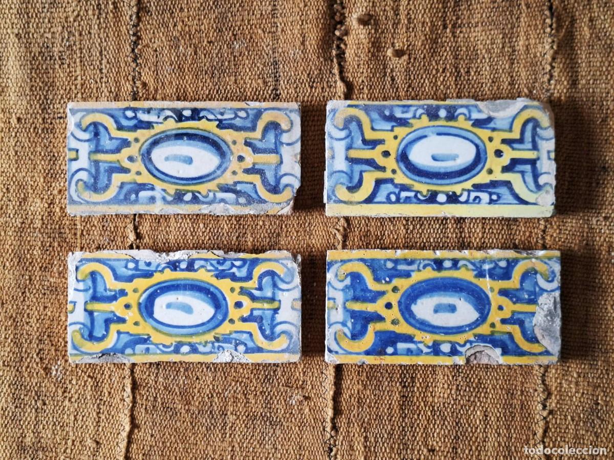 Antig&uuml;edades: CENEFA 4 AZULEJOS TALAVERA DE LA REINA -S. XVI-XVII
