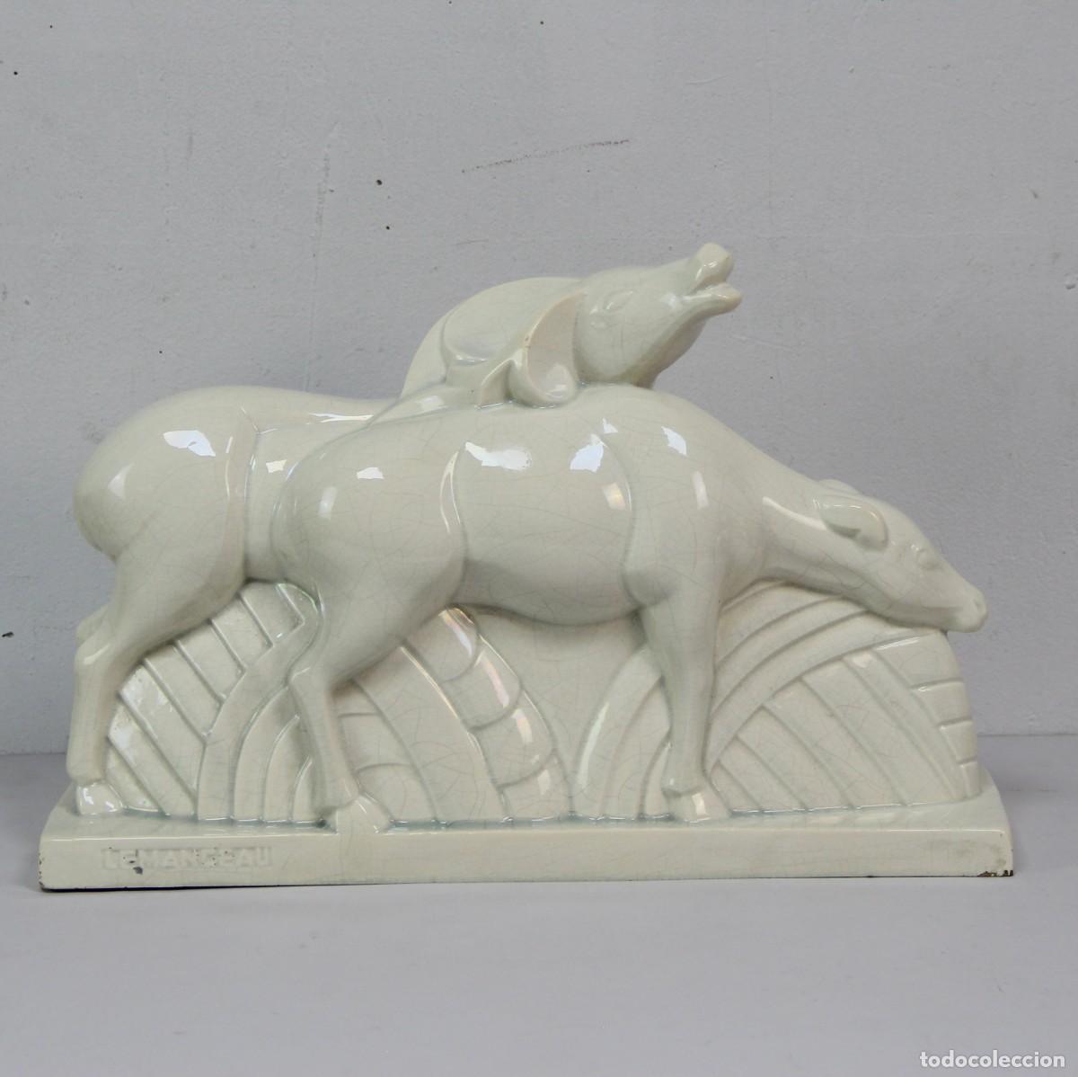 Antig&uuml;edades: Figura de ciervos Art Dec&oacute;. Lemanceau.