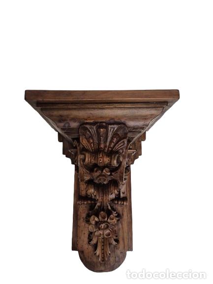 Antiguidades: Antigua M&eacute;nsula Barroca - Talla de Madera de Pino - S.XVIII