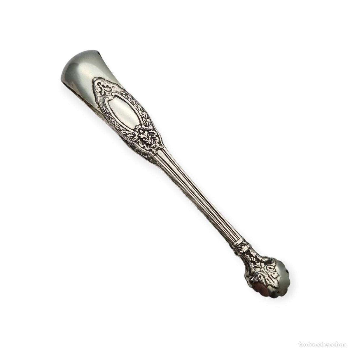 Antig&uuml;edades: Pinzas para az&uacute;car de plata francesa estilo rococ&oacute;, plata 800, inicios siglo XX