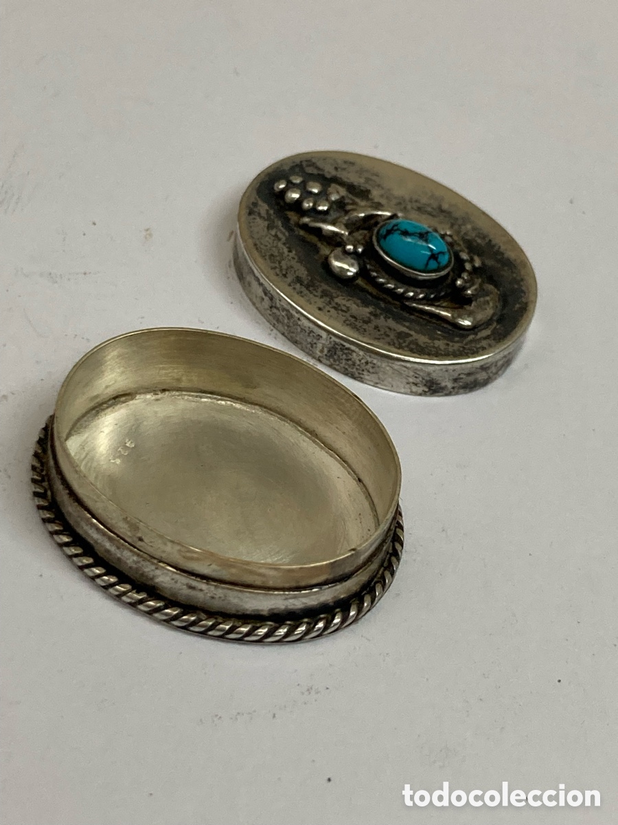 Antig&uuml;edades: Pastillero de plata y lapisl&aacute;zuli - Foto 2